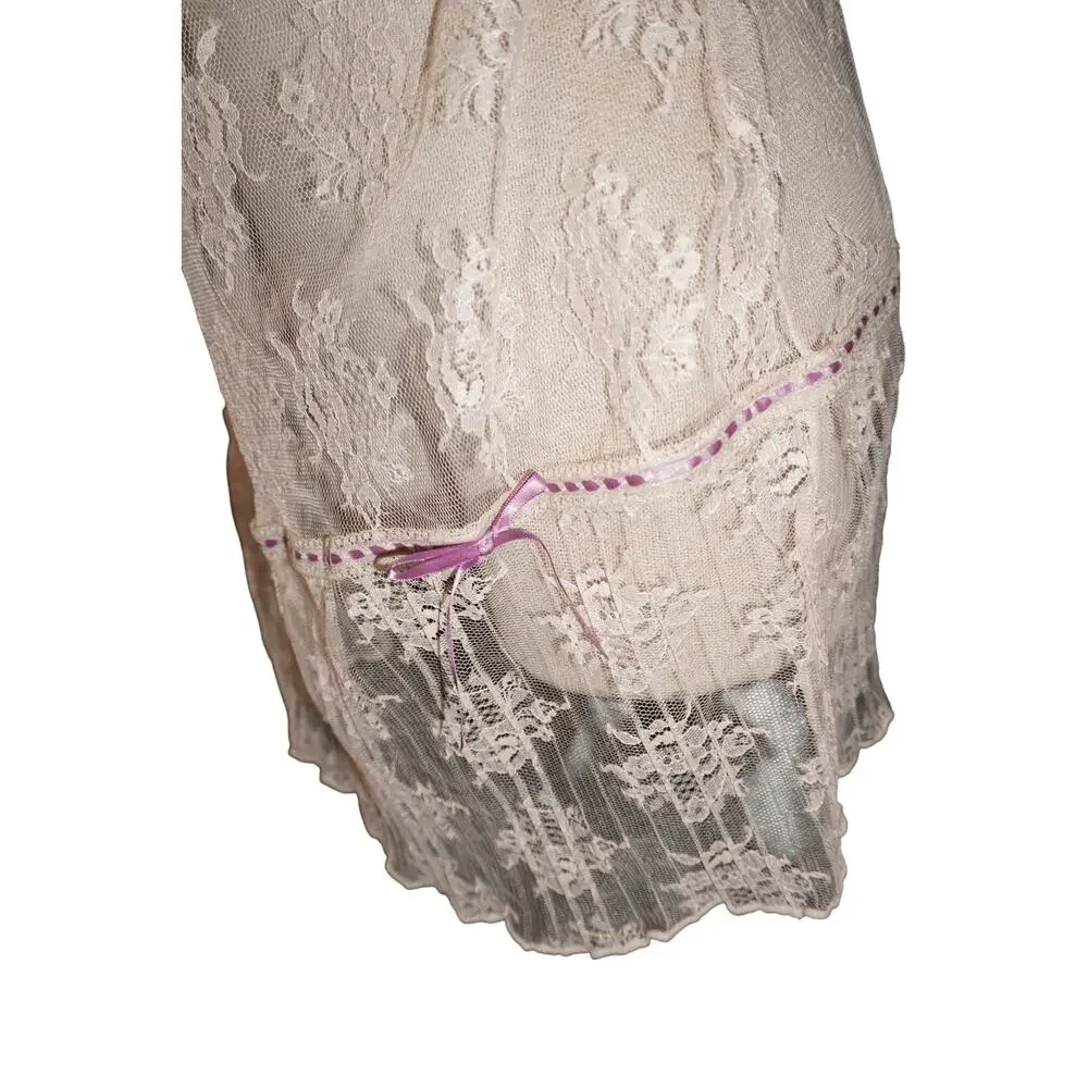 Delicates Lace Babydoll Chemise White Purple Coquette Fairycore Lingerie L - Picture 6 of 15